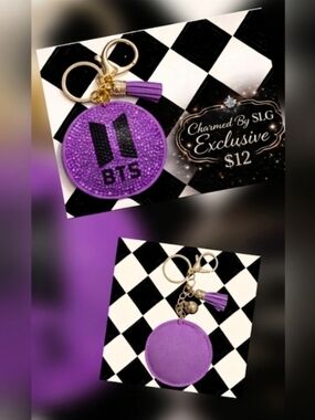 Handmade BTS Purple Rhinestone Bag Charm Keychain 💜  | SLG Exclusive